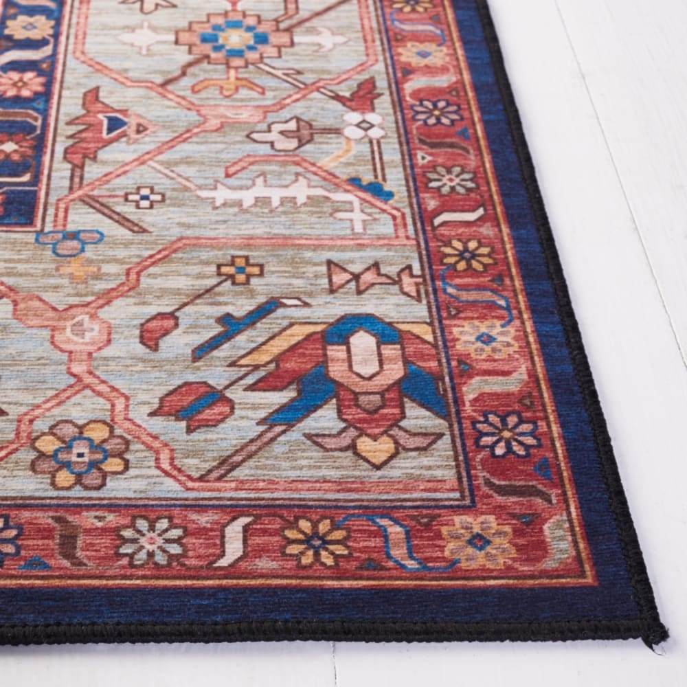 Tapis traditionnel en polyester orange/bleu, 76 x 244 cm — vue 4