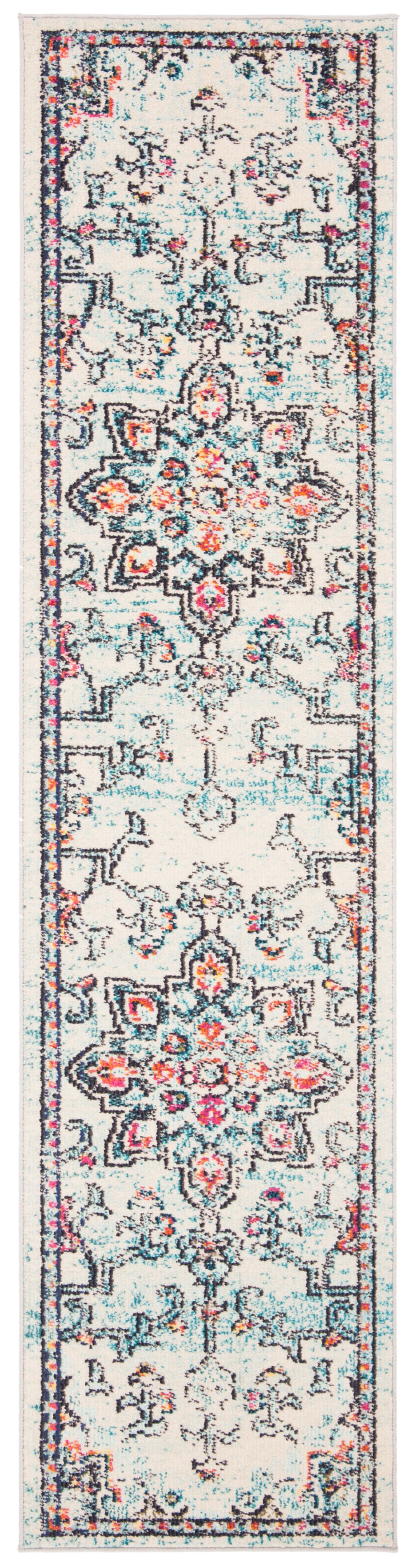 Tapis de transition en polypropylène beige/bleu, 61 x 244 cm