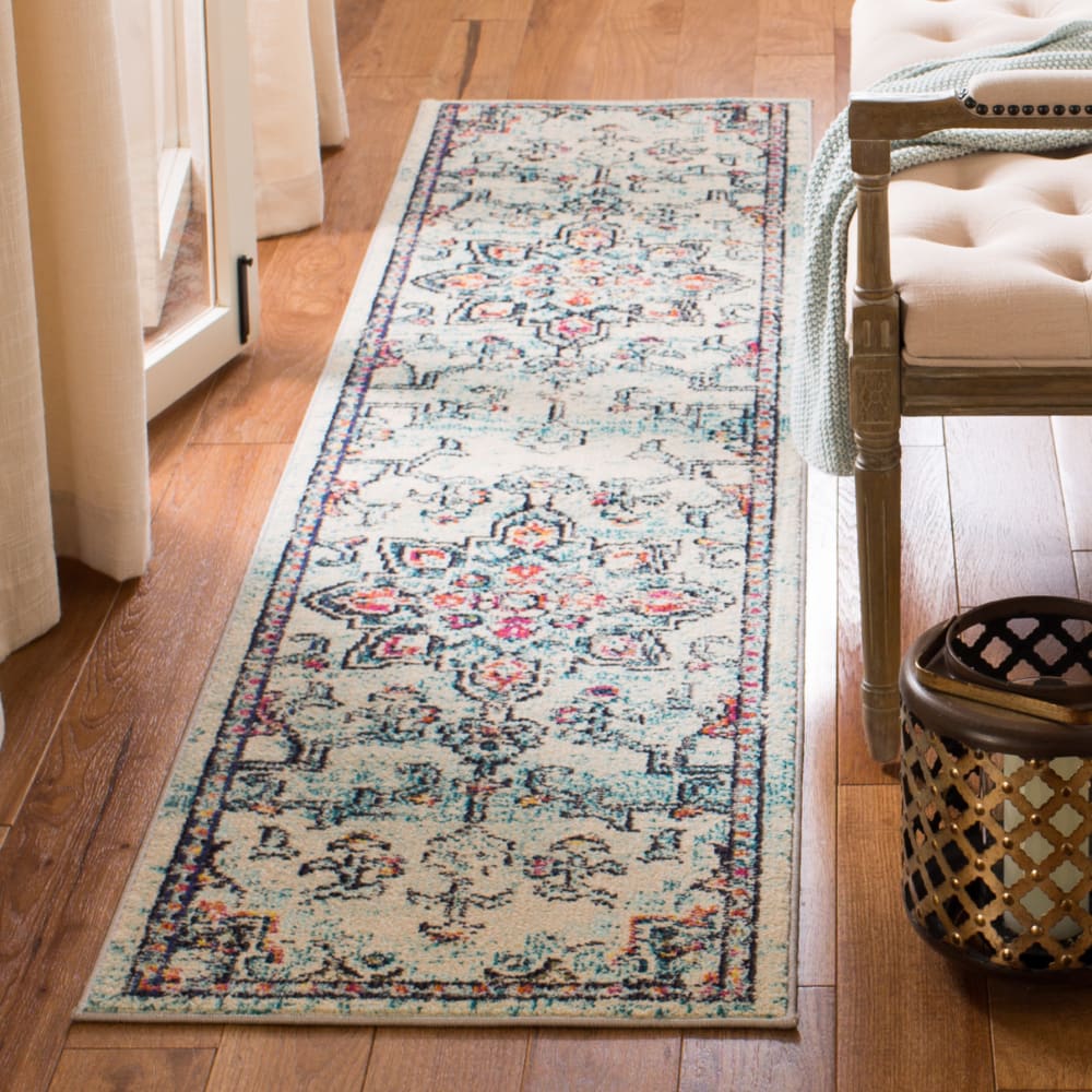 Tapis de transition en polypropylène beige/bleu, 61 x 244 cm — vue 3