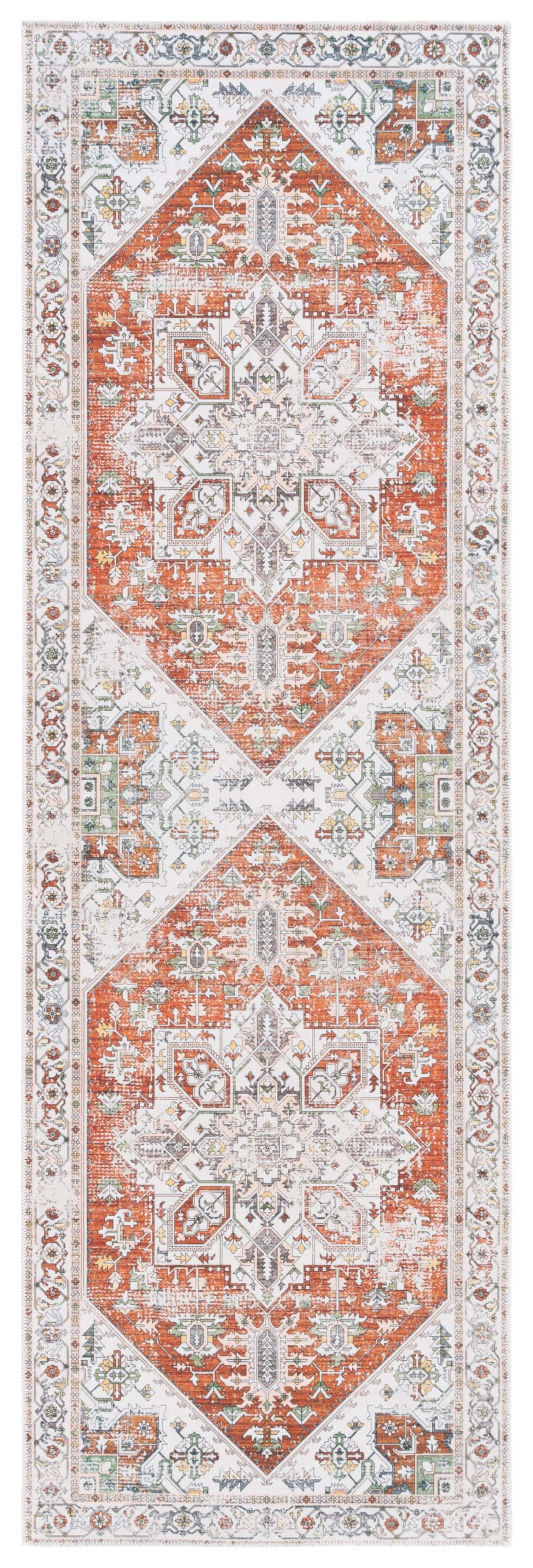 Tapis Polyester Ivory / Rust 76 X 244 cm