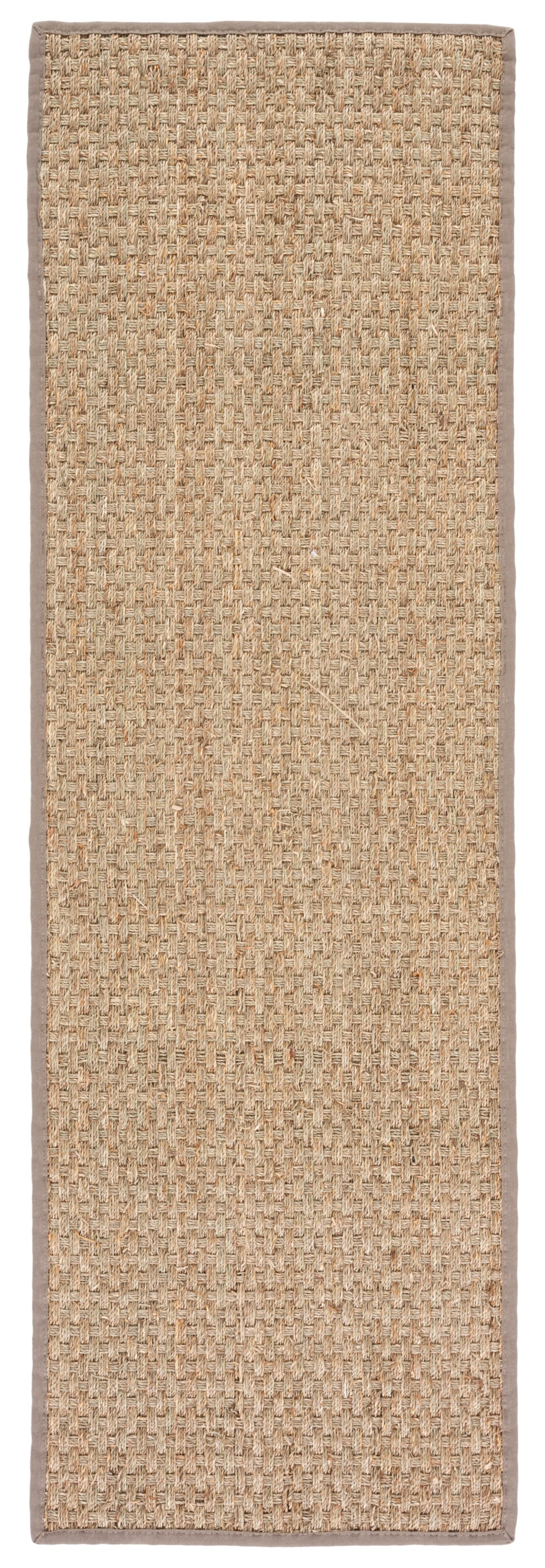 Tapis fibre naturelle en herbiers marins beige/gris, 76 x 244 cm