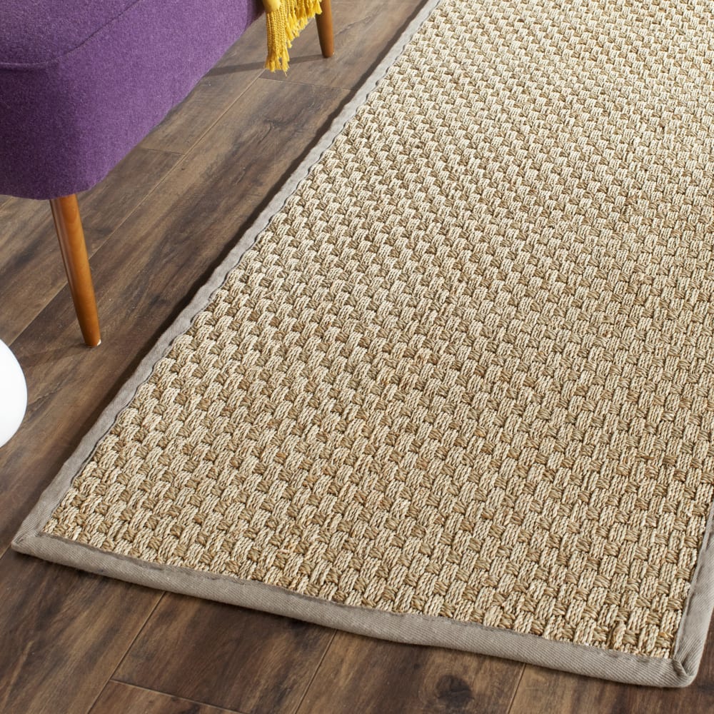 Tapis fibre naturelle en herbiers marins beige/gris, 76 x 244 cm — vue 3