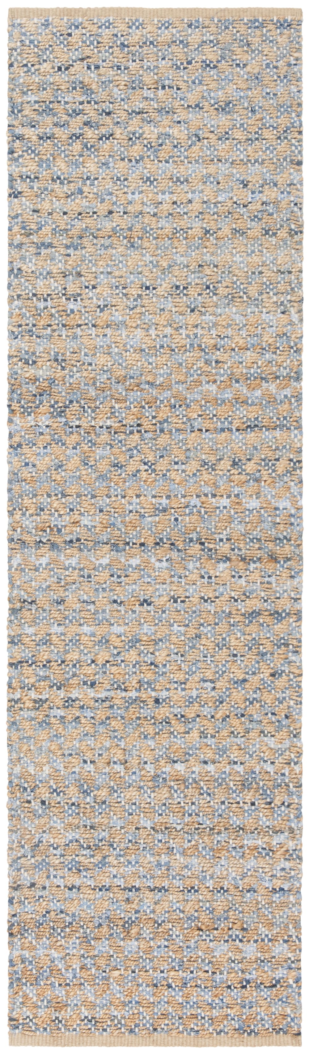 Tapis côtier en jute bleu/beige, 69 x 122 cm