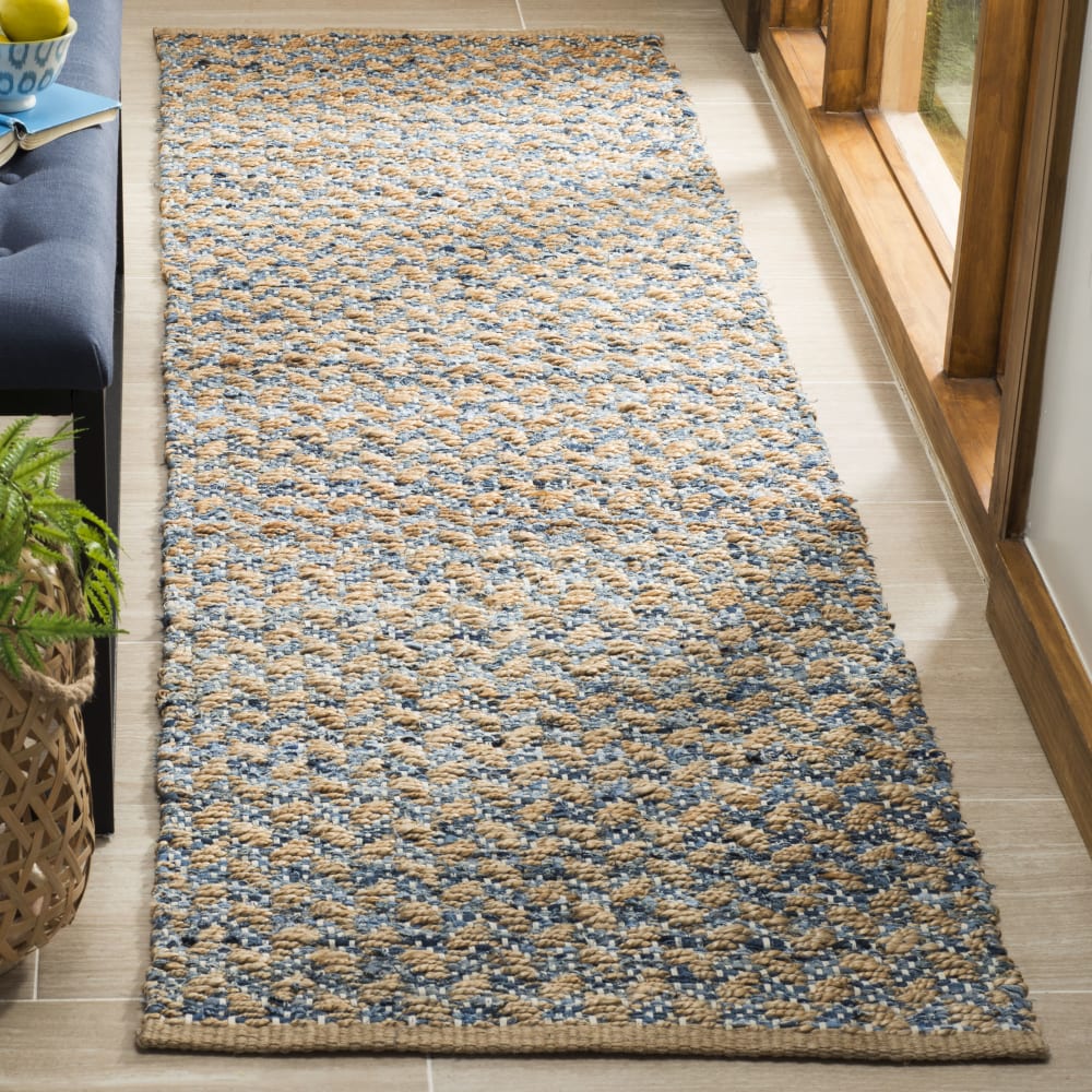 Tapis côtier en jute bleu/beige, 69 x 122 cm — vue 3