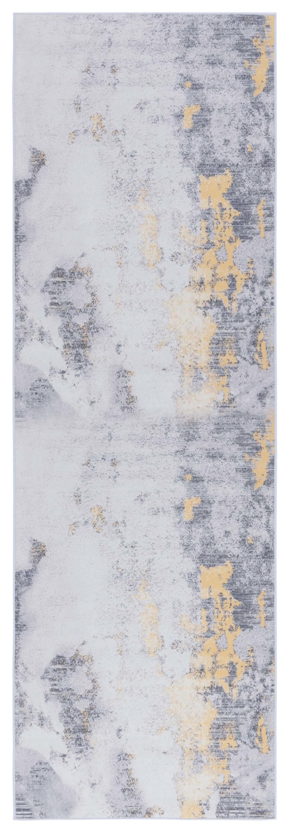 Tapis contemporain en polyester gris/or, 76 x 244 cm