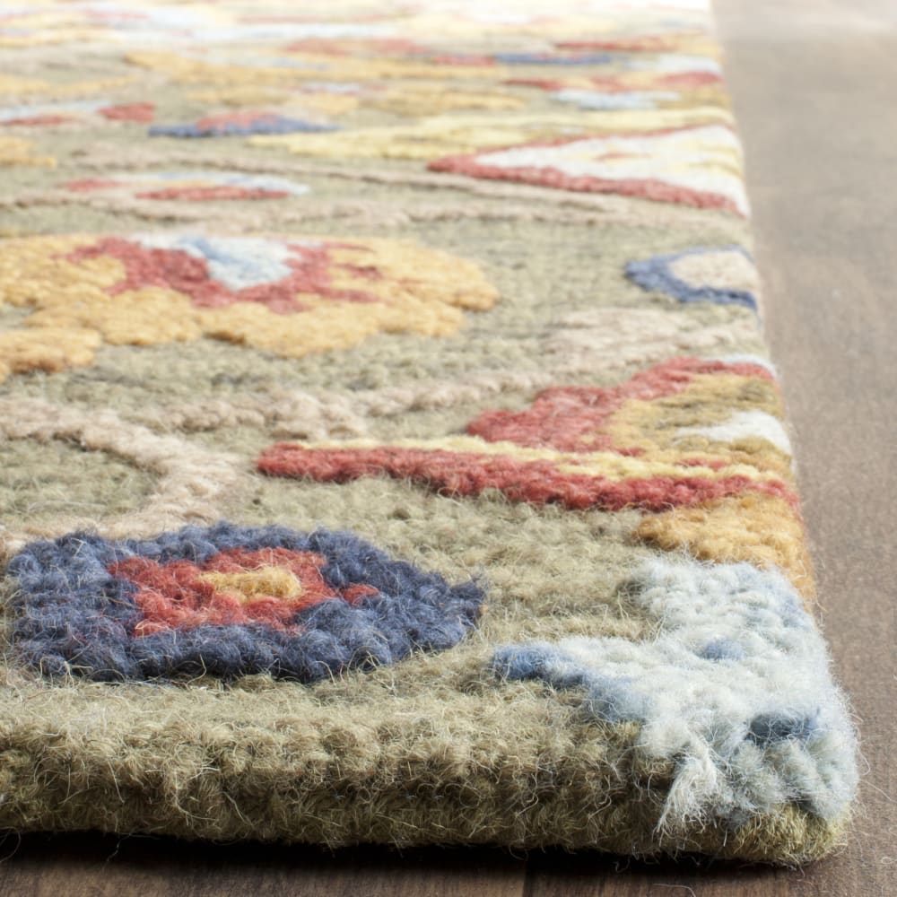 Tapis traditionnel en laine vert/multicolore, 69 x 183 cm — vue 4
