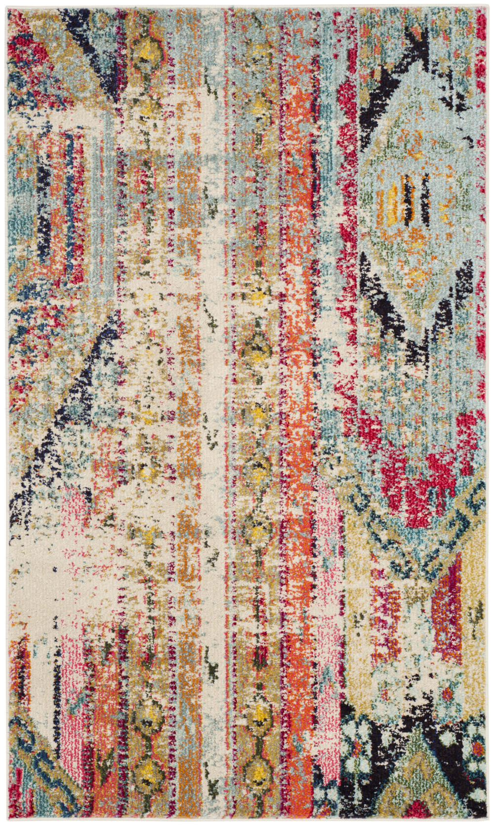 Tapis bohème chic en polypropylène multicolore, 91 x 152 cm