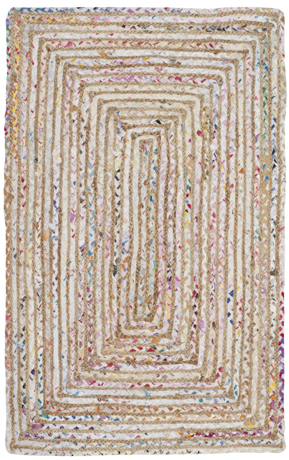 Tapis côtier en jute beige/multicolore, 61 x 91 cm