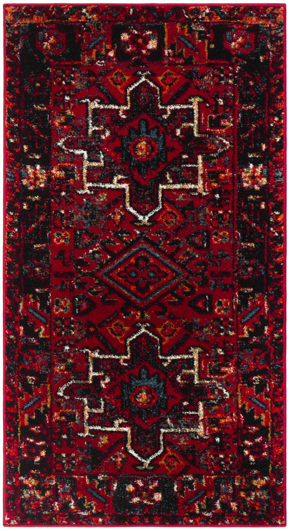 Tapis de transition en polypropylène rouge/multicolore, 69 x 122 cm