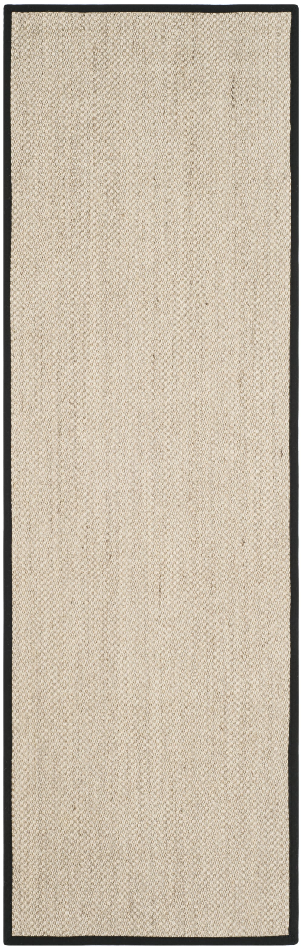 Tapis fibre naturelle en sisal blanc/noir, 76 x 244 cm