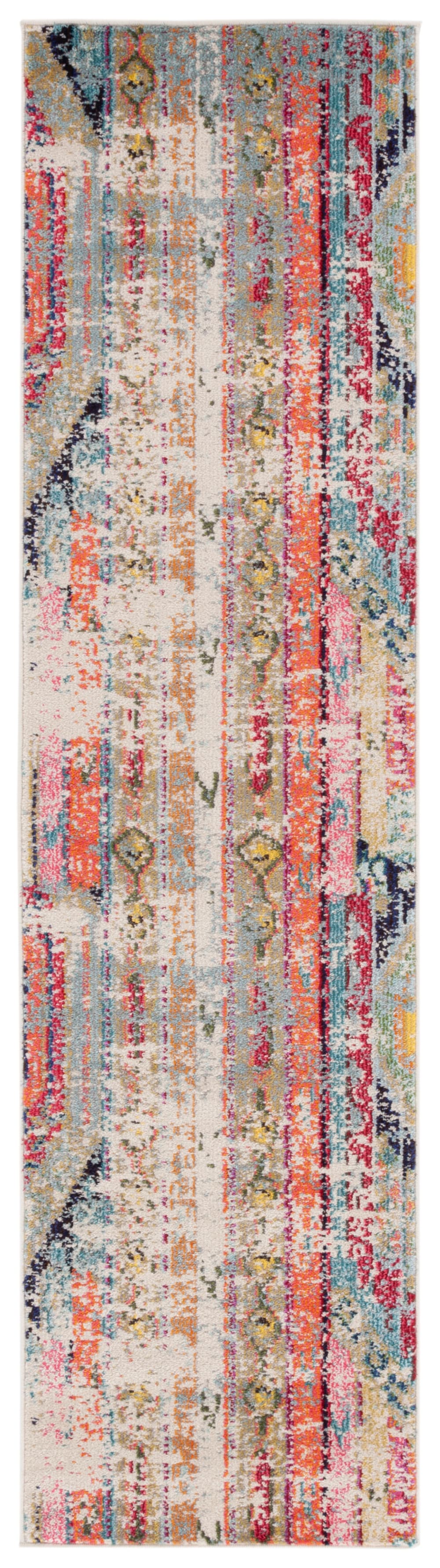 Tapis bohème chic en polypropylène multicolore, 66 x 183 cm