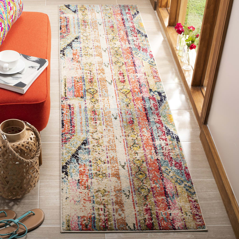 Tapis bohème chic en polypropylène multicolore, 66 x 183 cm — vue 3
