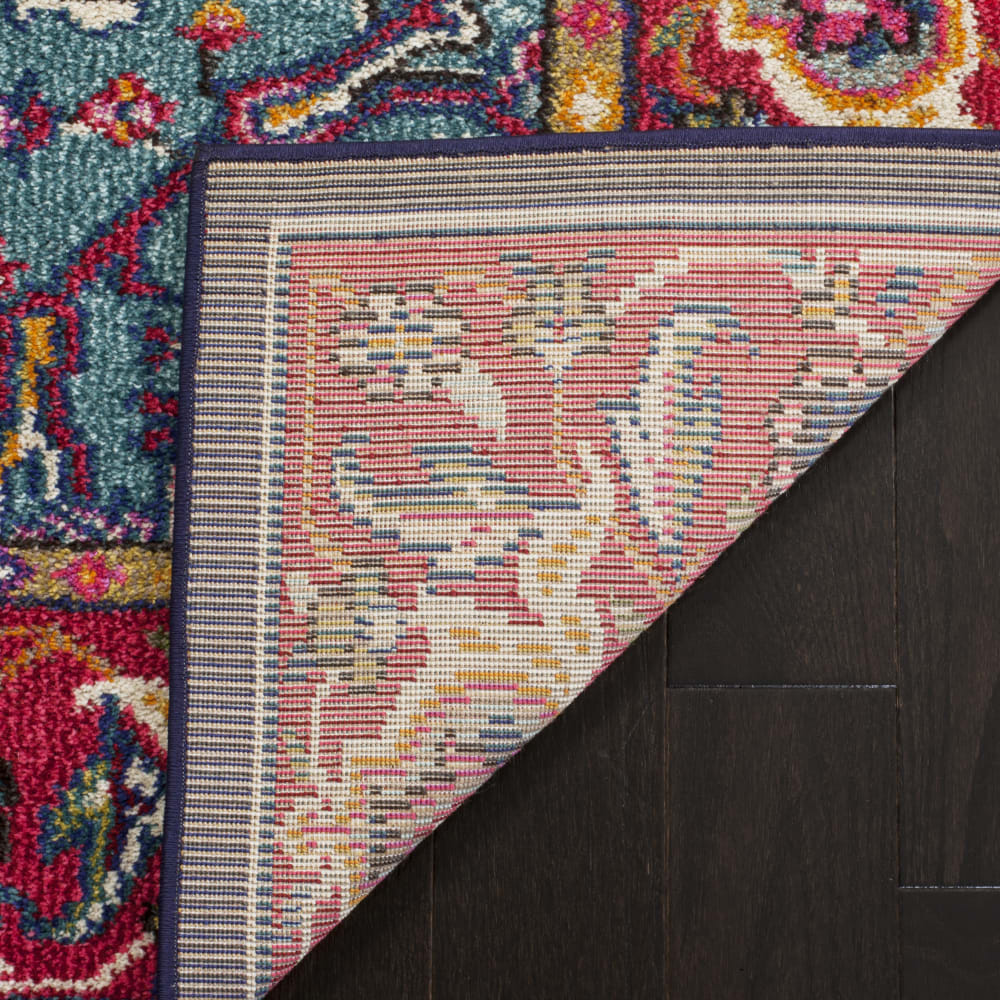 Tapis bohème chic en polypropylène rouge/bleu, 66 x 183 cm — vue 4