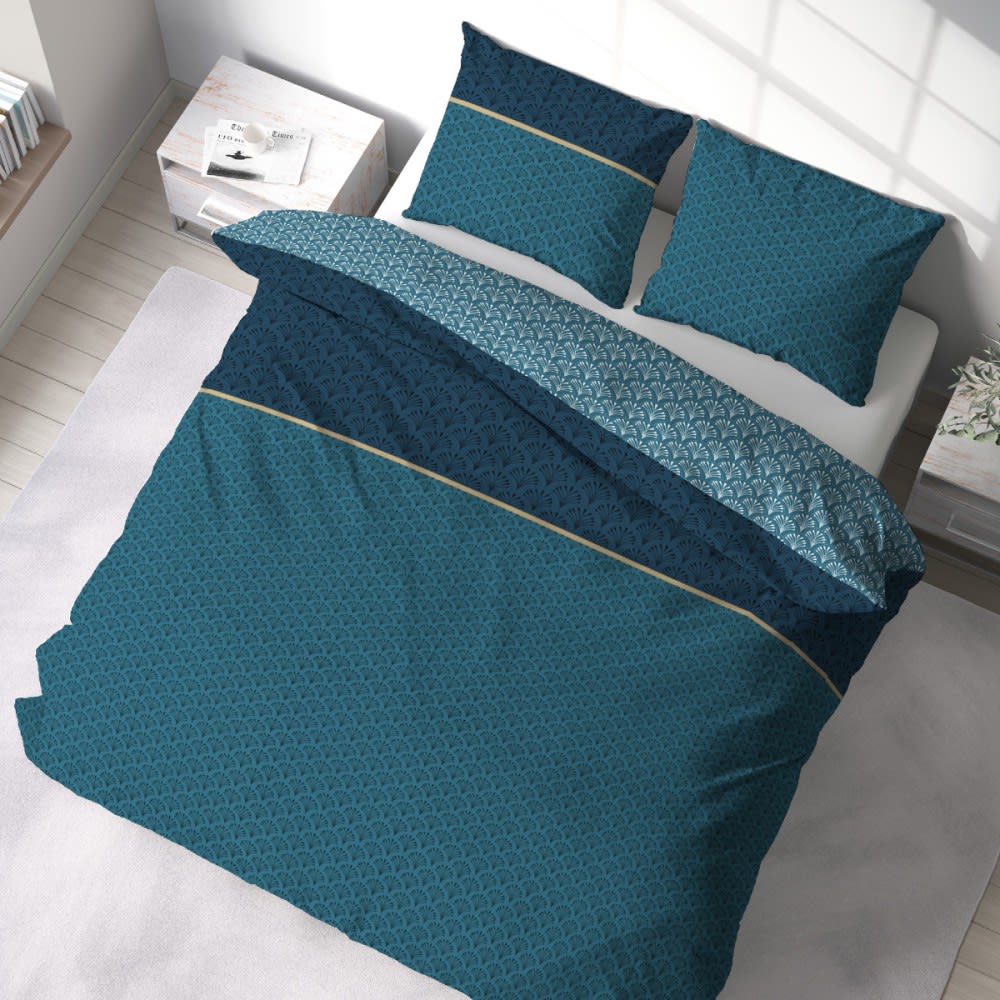 Parure de couette 100% coton 57 fils imprimée 240x220cm 2 taies - Maisons du Monde