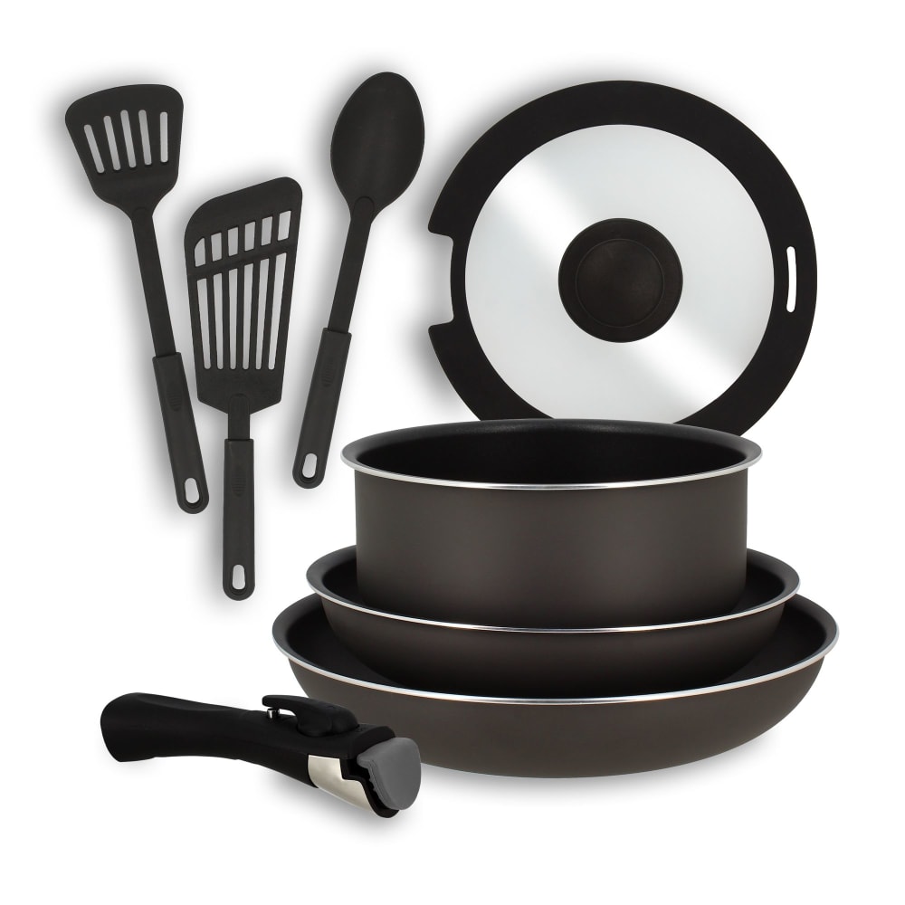 Batterie de cuisine 8 pièces en aluminium noir - tous feux
