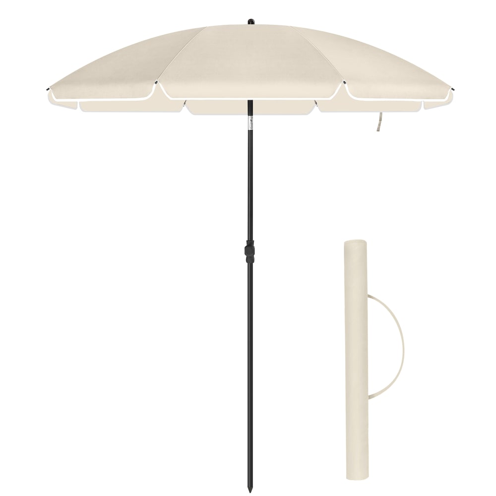 Parasol de 200 cm protection solaire upf 50+ Inclinable sur 30° beige