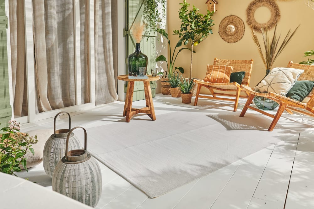 Tapis extérieur réversible motif uni - blanc - 120x160 cm - Maisons du Monde