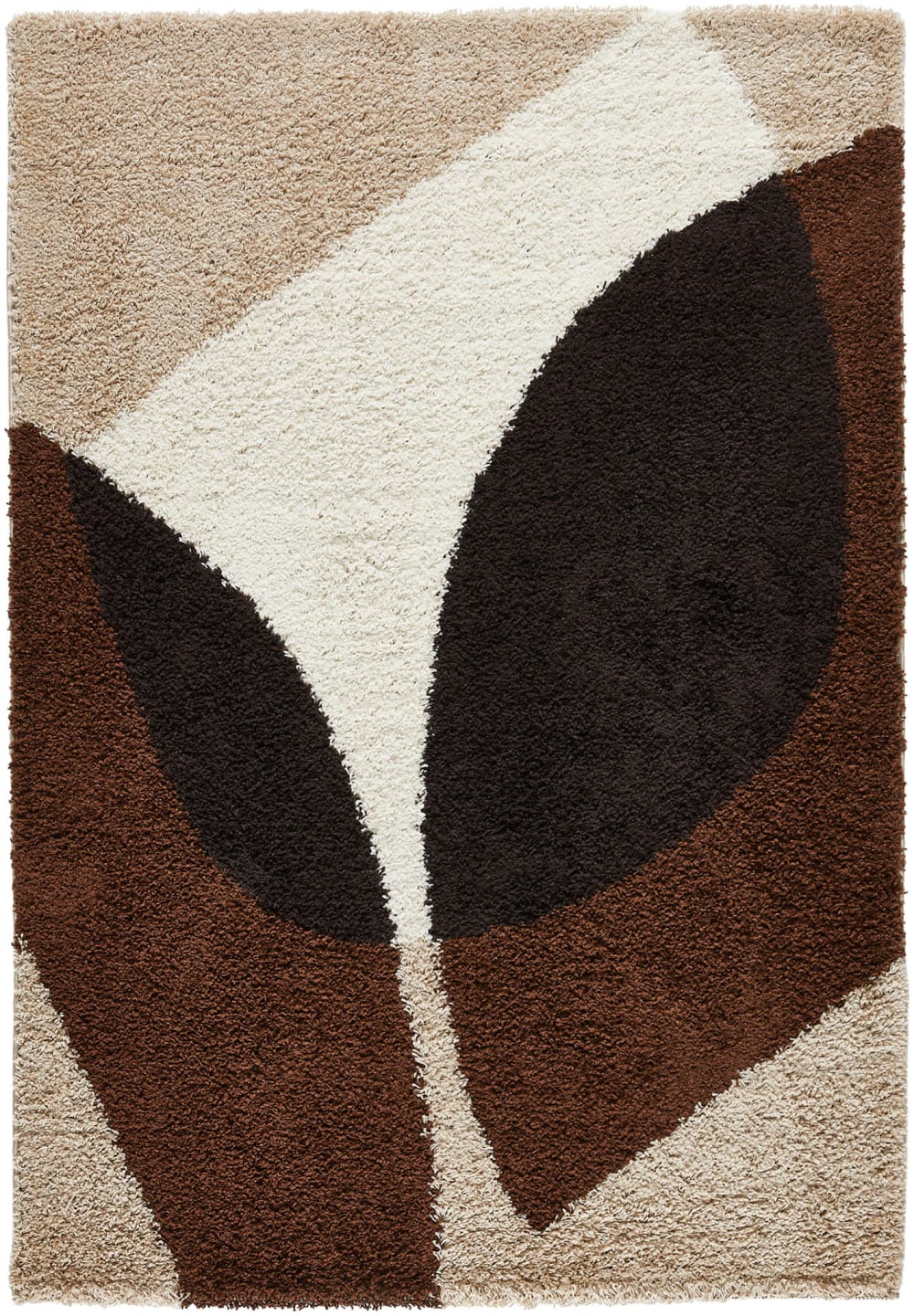 Tapis shaggy à poils long à motif abstrait - marron - 80x140 cm