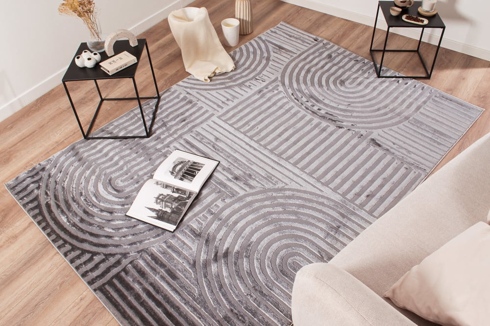 Tapis à poils ras motif géométrique - gris - 200x290 cm — vue 3