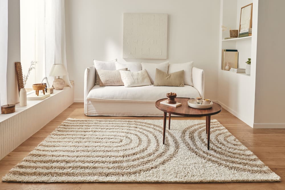 Tapis shaggy à poils long à motif arc - beige - 160x230 cm — vue 3