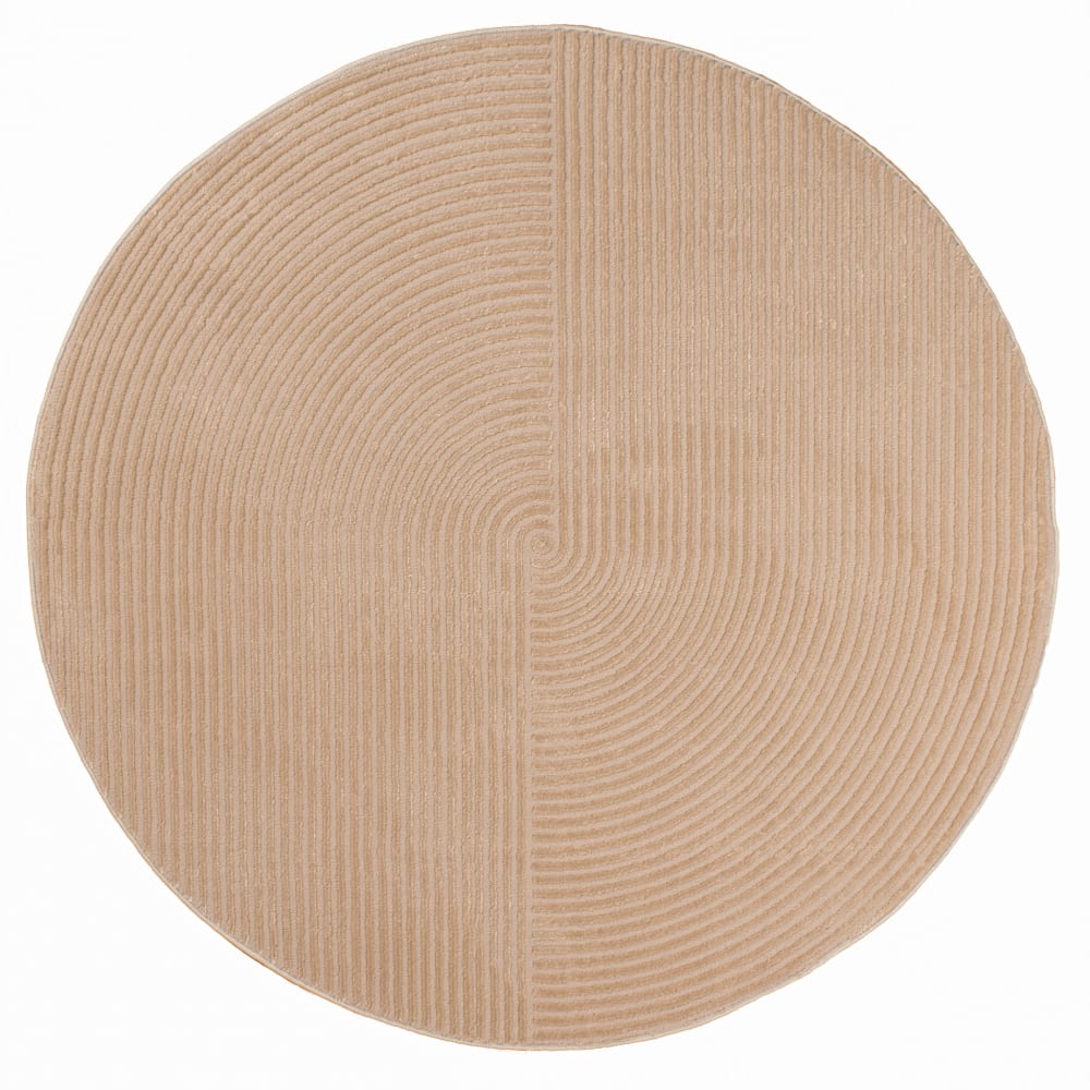 Nazar Runder Teppich mit Reliefbogenmuster - Beige - D120 cm style classic chic Beige Öko-Tex Zertifikat Pvc - Polyvinlychlorid