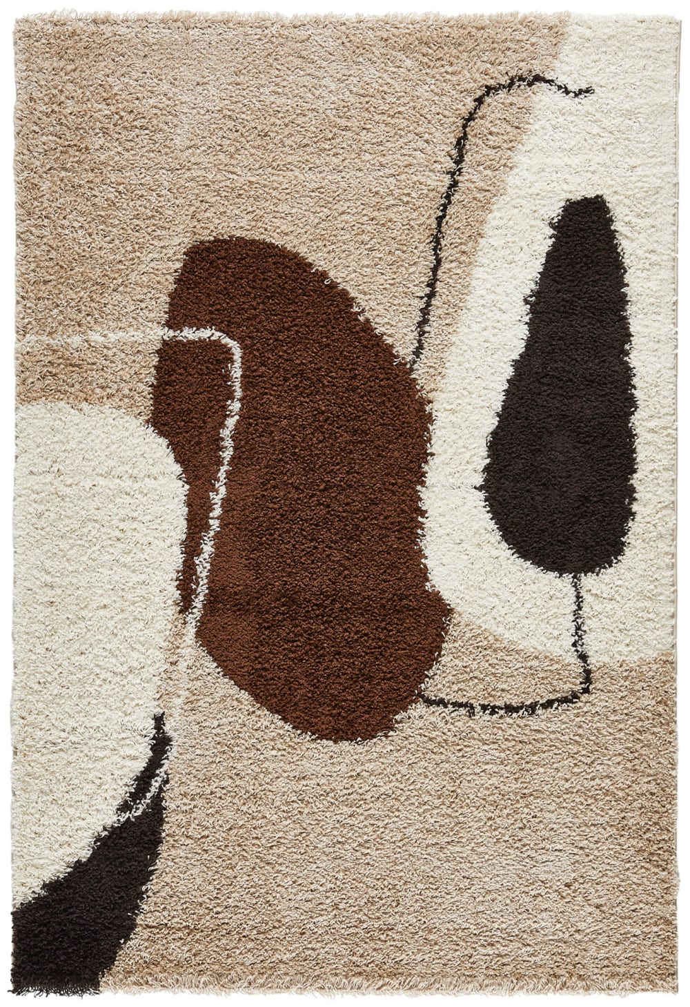 Tapis shaggy à poils long à motif artistique - marron - 80x140 cm