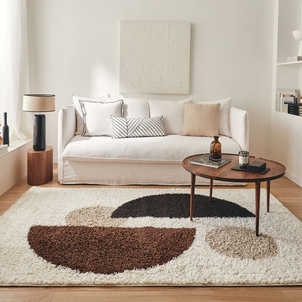 Tapis shaggy à poils long à motif géométrique - marron - 120x160 cm — vue 4