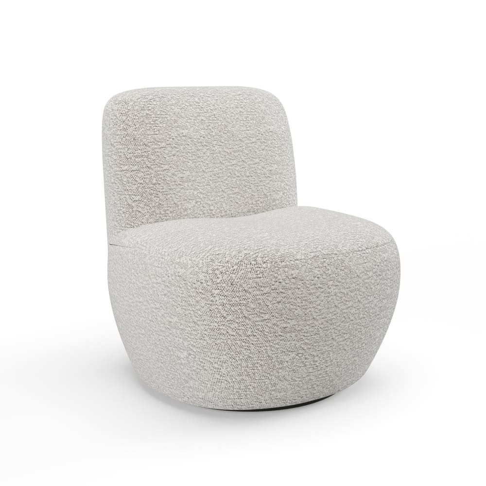 Fauteuil de salon pivotant en bouclette gris clair