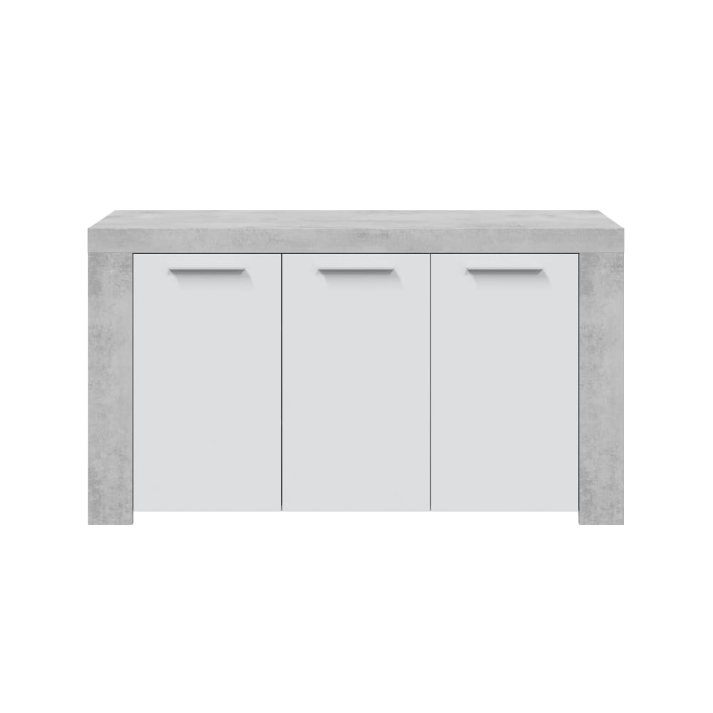 Buffet 3 portes L144cm - Blanc / Béton