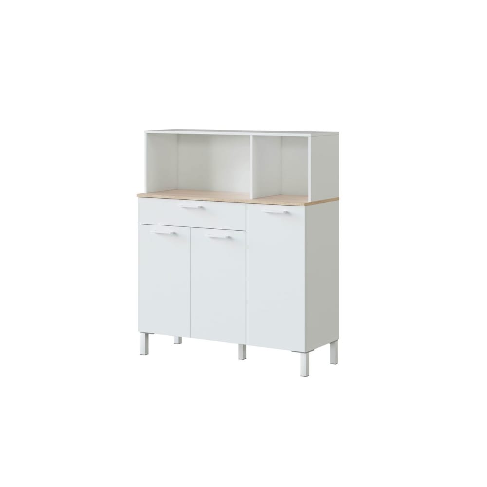 Buffet de cuisine 3 portes et 1 tiroir -  H126 cm - Blanc