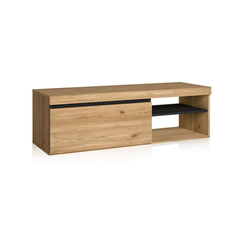 mueble tv con almacenamiento 120 cm melamina roble nude - ceniza
