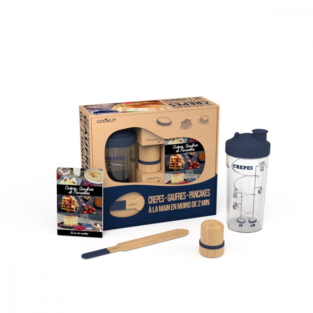 Cookut Coffret à gaufres et crêpes en verre bleu style contemporain