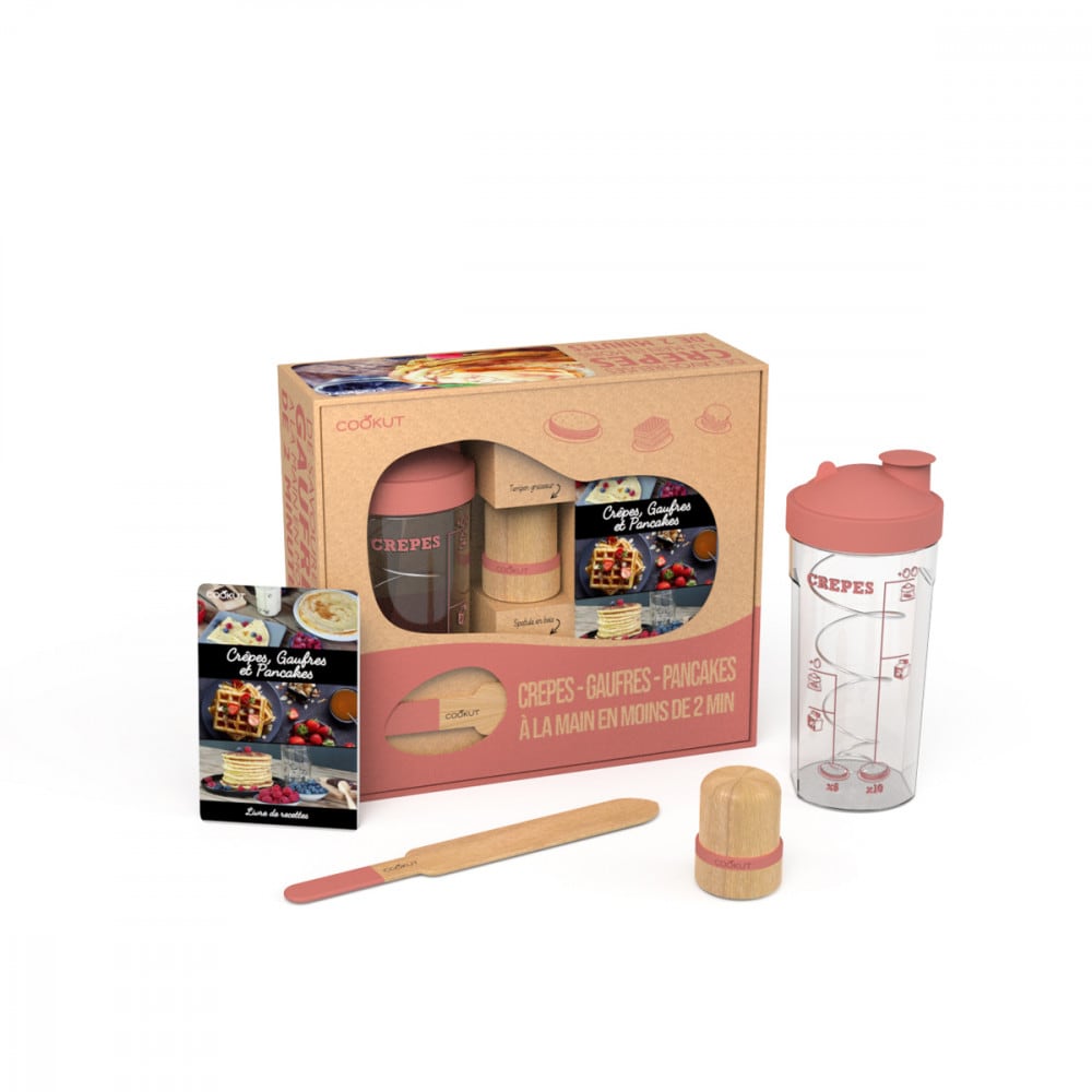Cookut Coffret à gaufres et crêpes en verre rose style contemporain
