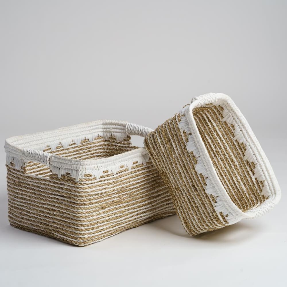 Lot de 2 paniers de rangement rectangulaire xl-m - Maisons du Monde