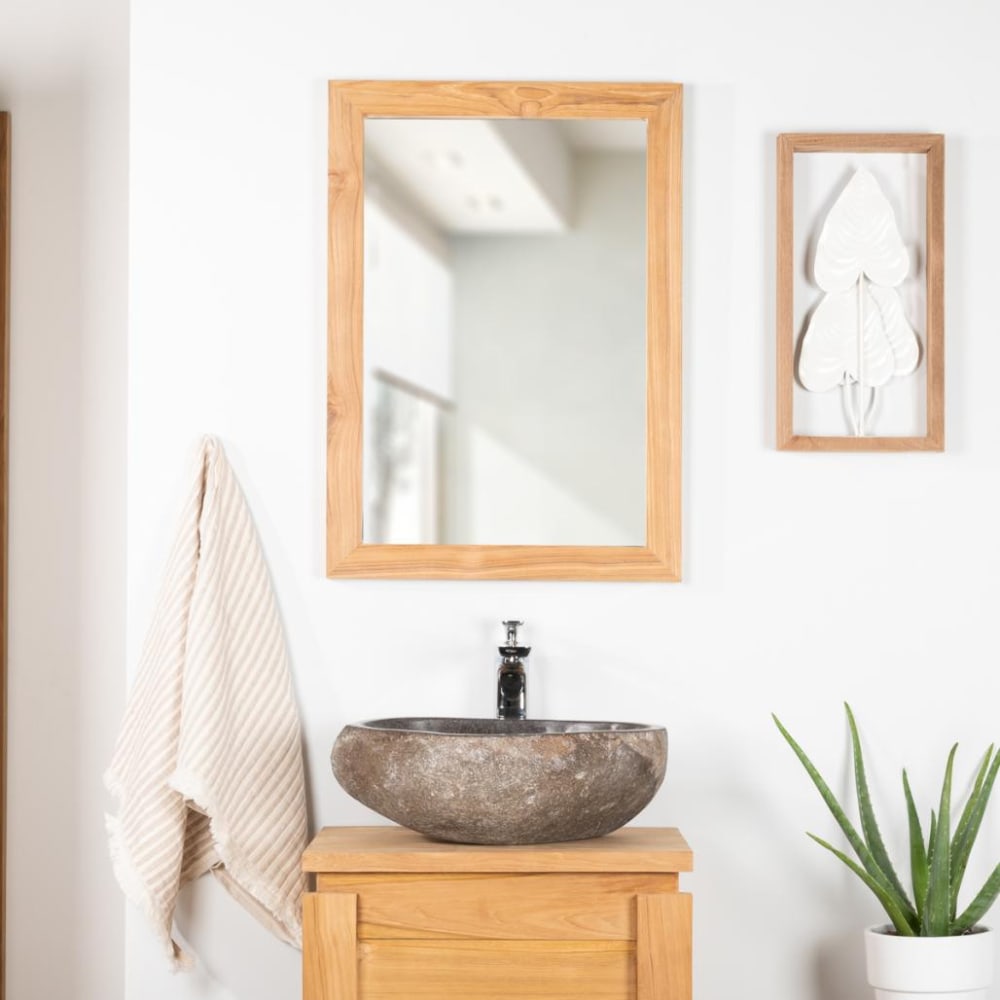 Miroir rectangle en teck massif 70x50 - Maisons du Monde