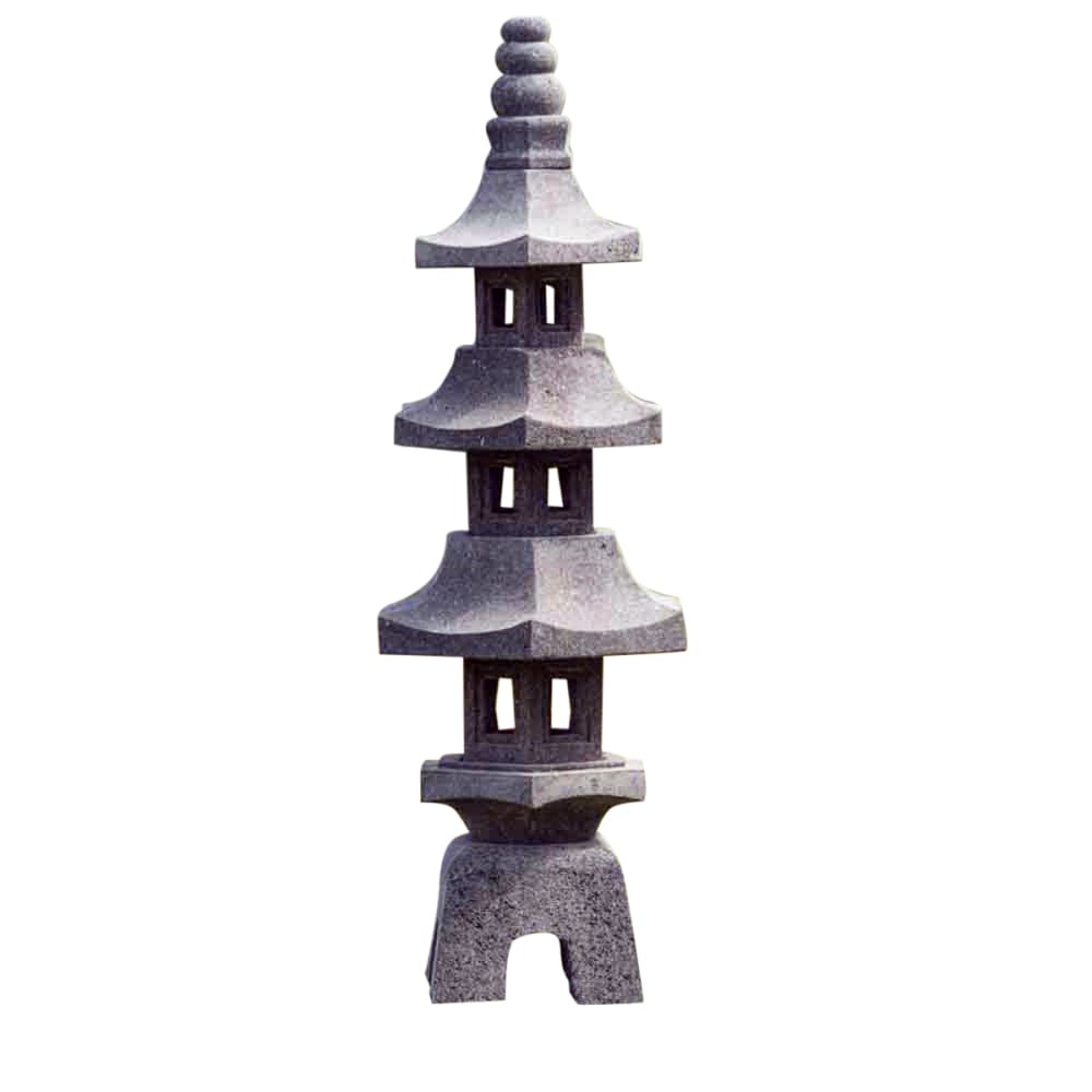 Lanterne japonaise pagode en pierre de lave jardin zen 100 cm