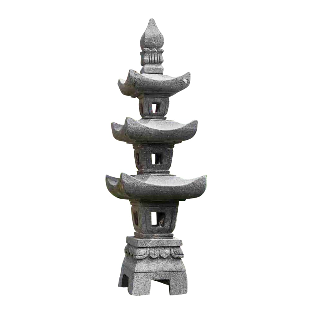 Lanterne japonaise pagode en pierre de lave 1.10 m