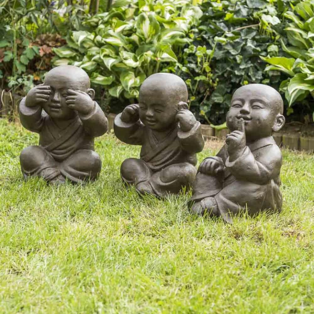 Statues moine de la sagesse patiné brun antique 40 cm - Maisons du Monde