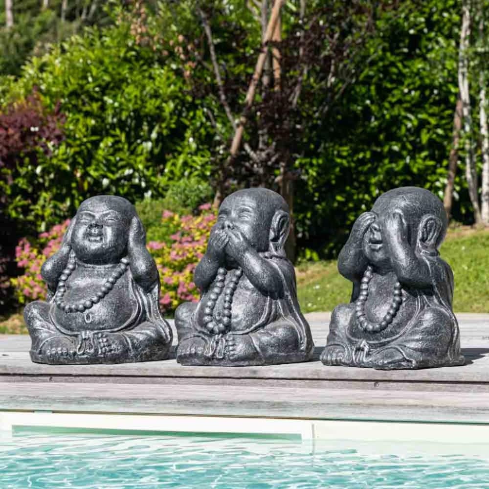 Statues de bouddha sagesse patiné gris 40 cm - Maisons du Monde