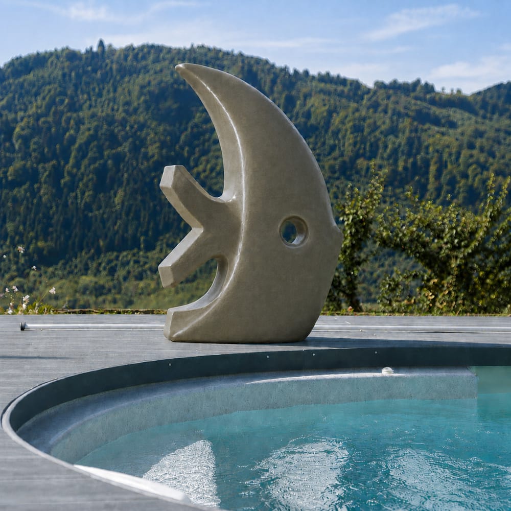 Grande sculpture design poisson 100 cm gris - Maisons du Monde