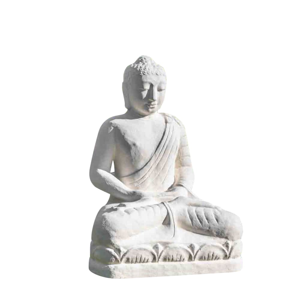 Wanda Collection Statue jardin bouddha assis fibre de verre offrande 105cm blanc style classique chic - Béton