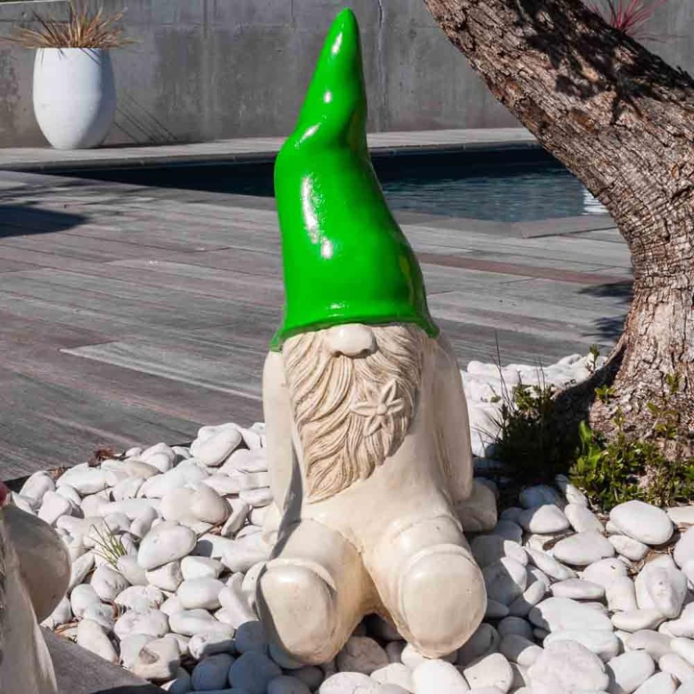Gnome jardin déco assis 50cm vert - Maisons du Monde