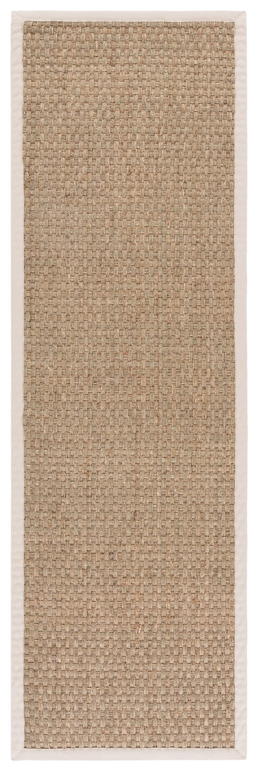 Tapis fibre naturelle en herbiers marins beige/blanc, 76 x 183 cm
