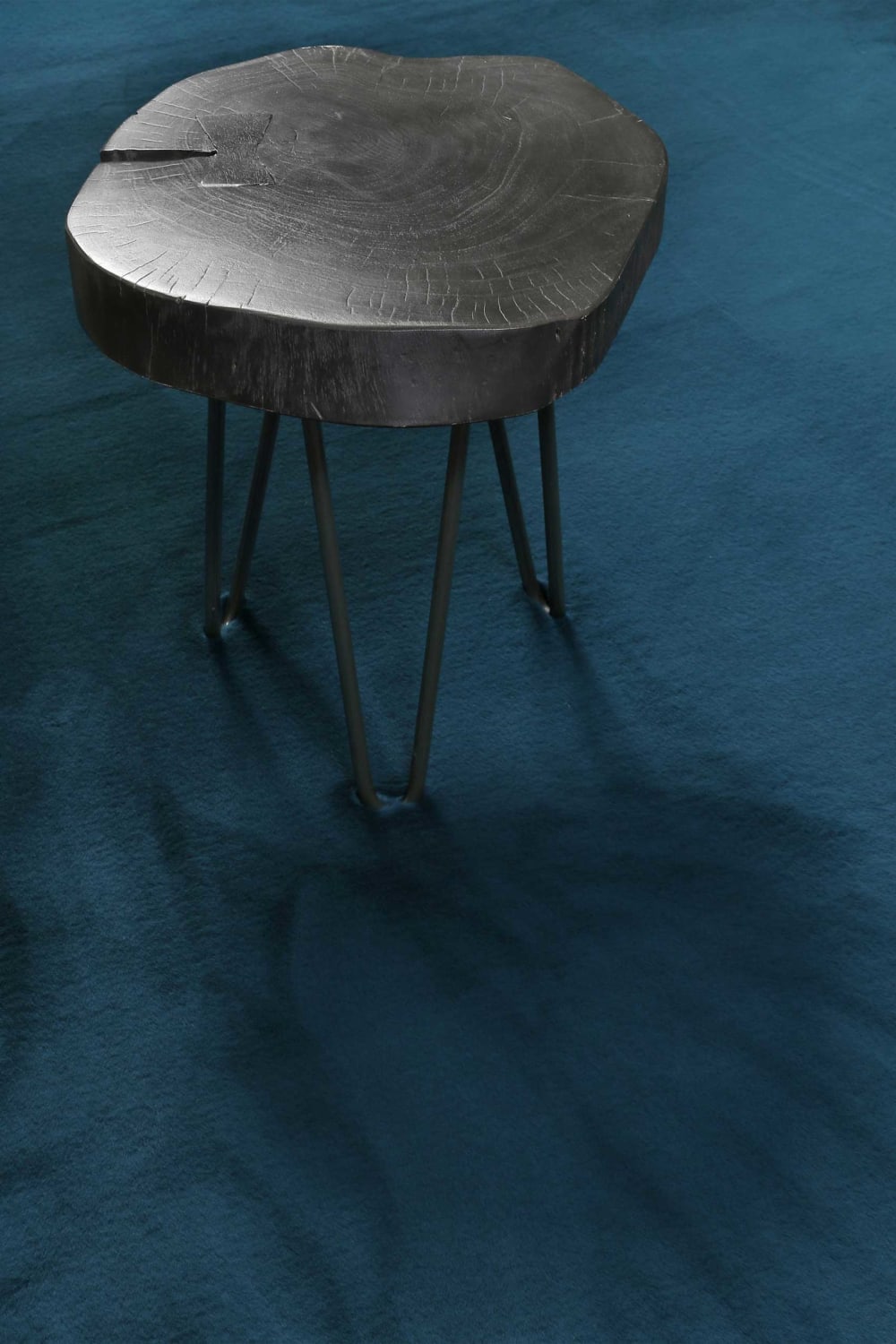 Tapis effet peau de lapin doux tufté bleu pour salon, chambre 160x230