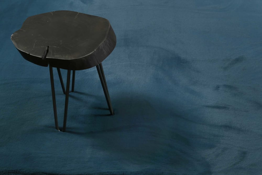 Tapis effet peau de lapin doux tufté pétrole pour salon 200x200