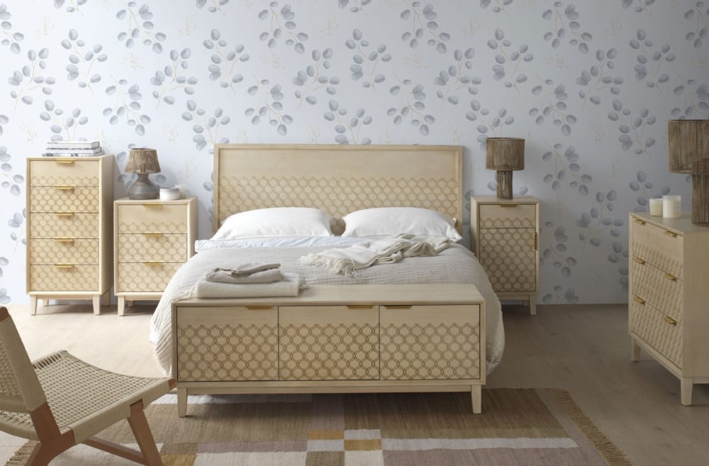 Tête de lit plaquée chêne finition beige 185x60 cm