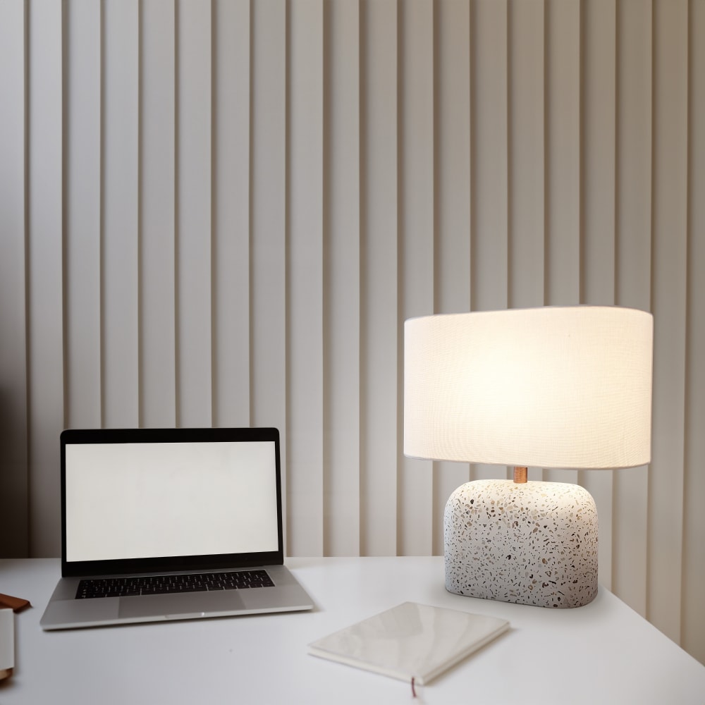 Lampe de table textile et terrazzo ip20 1xe27 — vue 3