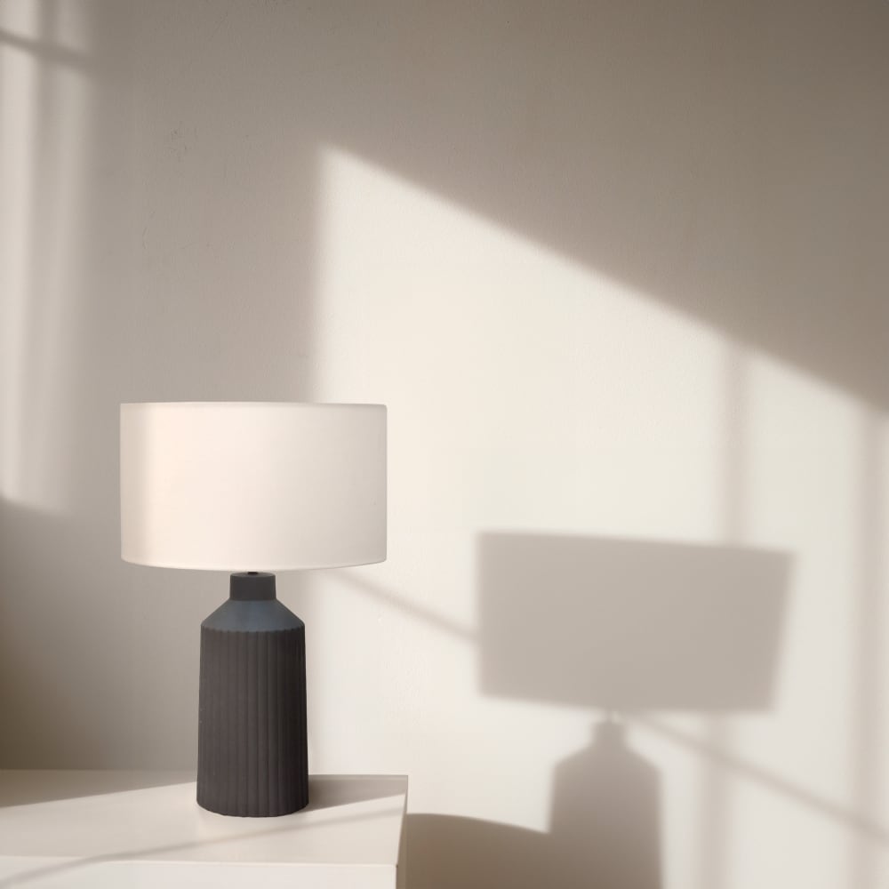 Lampe de table textile et ciment noire ip20 1xe27 — vue 3