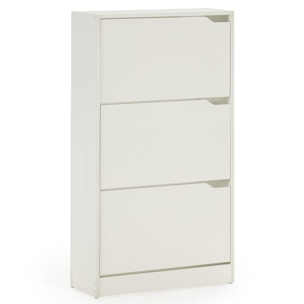 Meuble à chaussures 3 portes, couleur blanche, pour 18 paires