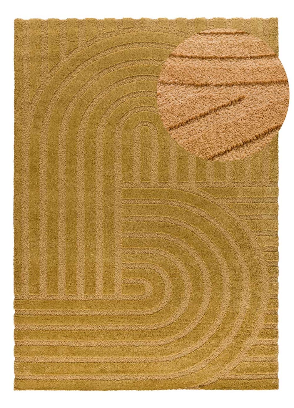 Tapis à relief scandinave moutarde 80x150 cm